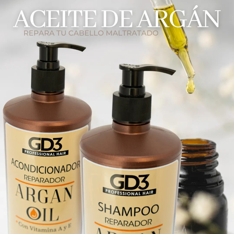 Kit Shampoo Acondicionador Para Cabello Aceite Argan Gd3 1lt