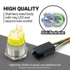 AutoLöc Power Accessories 22mm Billet 12V Momentary Push Button Switch