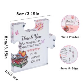 MUNSKT Teacher Gifts, Engraved Acrylic Block Gifts for Teacher, Christmas Birthday Teacher Gifts for Women, Thank you Teacher Gifts