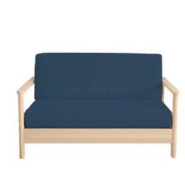 Full Size Armless Futon Covers - 100% Egyptian Cotton 600 Thread-Count Futon Slipcovers - Zippered Couch Cover Sofa Bed Protector, Sleeper Sofa Cover, Machine Washable, Medium Blue