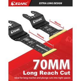 EZARC Titanium Oscillating Saw Blades, Standard Length & Extra-Long Oscillating Multitool Blades for Metal, Wood Nails, Screws Cutting, Plastic, 12 Pack