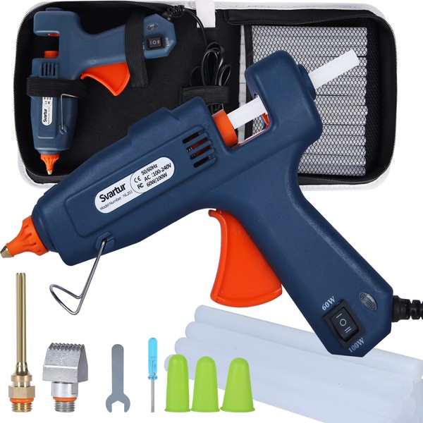 Full Size Hot Glue Gun with Case, 60W/100W/OFF Switch, 9.8ft