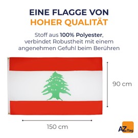 AZ FLAG - Flagge Libanon - 150x90 cm - Libanesische Fahne 100% Polyester mit Messing-Ösen - 110g