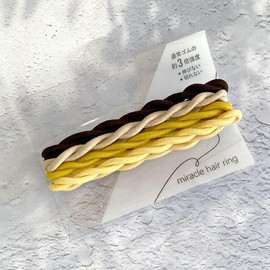 Miracle Hair Ring, Will Not Stretch, Will Not Cut, Hair Elastic, About 3 Times Stronger than Market Ring Rubber, Made in Japan, Special Processed Rubber Hair Arrangement (Yellow)