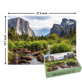 BEDUKE Jigsaw Puzzles 1000 Piece - Every Piece is Unique - Yosemite National Park for Adults Thick Sturdy Cardboard Precise Interlocking Family Game Puzzle Age 14+
