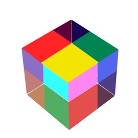 ECBANLI CMY Colour Mixing Cube, 50 mm Acrylic CMYcube Cube Prism, RGB Dispersions Colour Physics Toy and Desktop Decoration