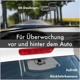 Lescars Car Camera Dashcam: 4K Dash Cam & Full HD Rear View Camera, IPS Display, WiFi, G-Sensor, 145° (Dashcam Dual, Dash Cam Kit, Car)