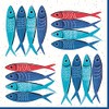 20 Napkins Blue and Red Fish Fishing Sea Sea Ocean