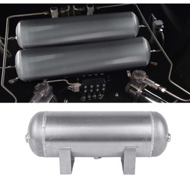 ZHSYMX 3 Gallon (12 Liter)5 Ports compressed air storage tank air ride receiver tank for Air Ride Suspension Car Train Truck Horn Silver
