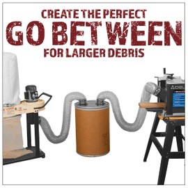 Peachtree Woodworking Supply Cyclone Dust Separator Kit for 4-Inch Hose – Shop Vacuum & Dust Collector Bucket System for Woodworking Debris, Barrels & Containers