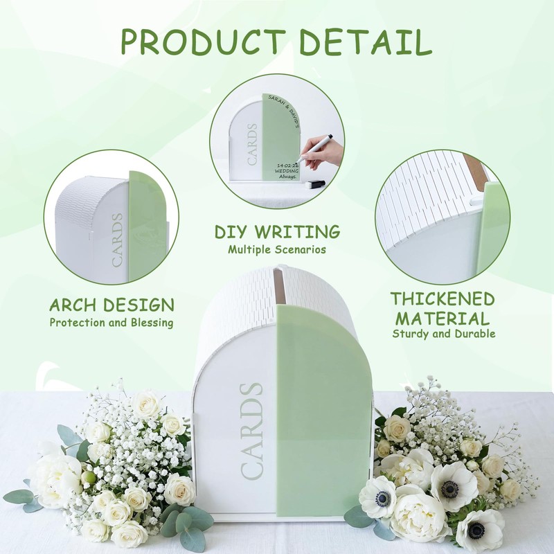 OurWarm White Arched Wedding Card Boxes for Reception, Acrylic Card