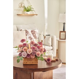 TINGE TIME Artificial Flowers Combo Box Set, Dusty Gradient Color Fake Flower Leaf with Stems for DIY Wedding Bouquets Table Centerpieces Baby Shower Home Party Floral Arrangements Decorations