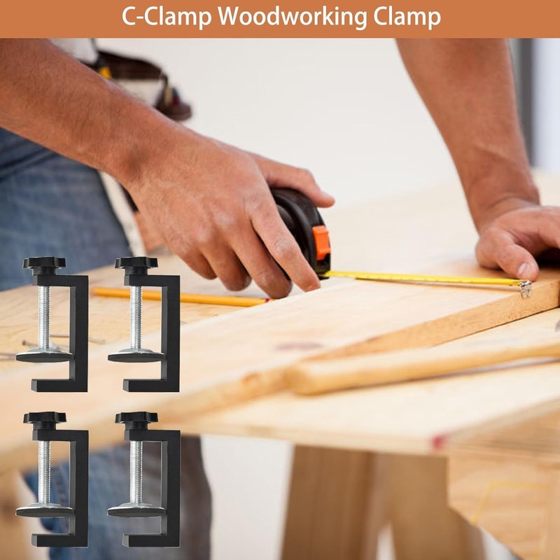 2.5 Inch Mini C-Clamps, 4-Pack Small C-Clamps for Woodworking, Heavy-Duty