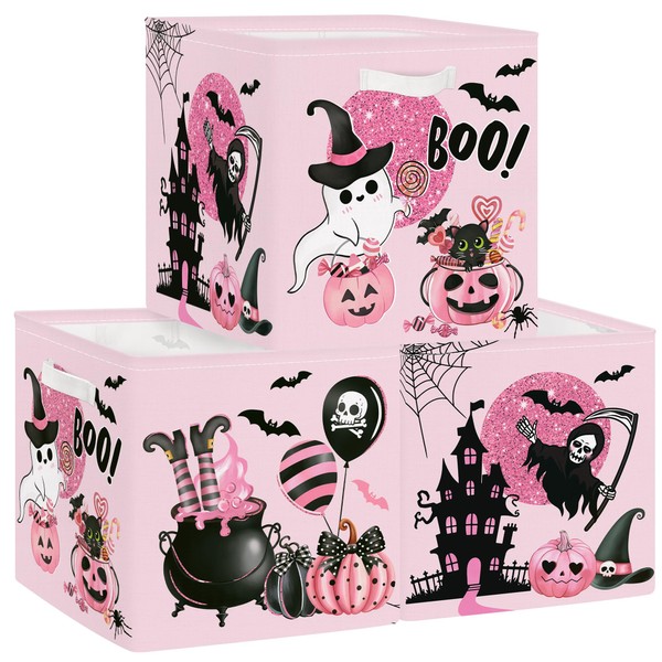 Clastyle Spooky Halloween Kid Storage Cube Organizer Set Pumpkin Boo