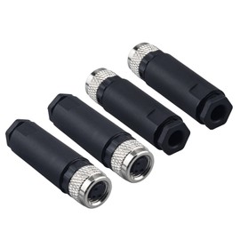 Lonlonty M8 Field Assembly Connector 3-Pin A Coding Female Circular Aviation Connector Plug 8mm Waterproof Circular Aviation Connector Plug Adapter 4 Pack