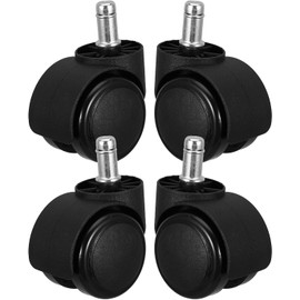 OUNONA Ruedas para sillas de oficina 4 piezas vástago 11x20mm de nylon y plástico negro soporte resistente movilidad suave para escritorio