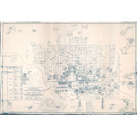 16" x 24" 1946 Map of Metropolitan of Washington District of Columbia Public Buildings