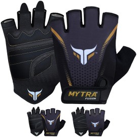 Mytra Fusion Weight Lifting Gym Gloves for Men & Woman with Anti Slip Palm, and Maximum Hand Safety, for Weightlifting, Training and Fitness (Black/Glod, XL)