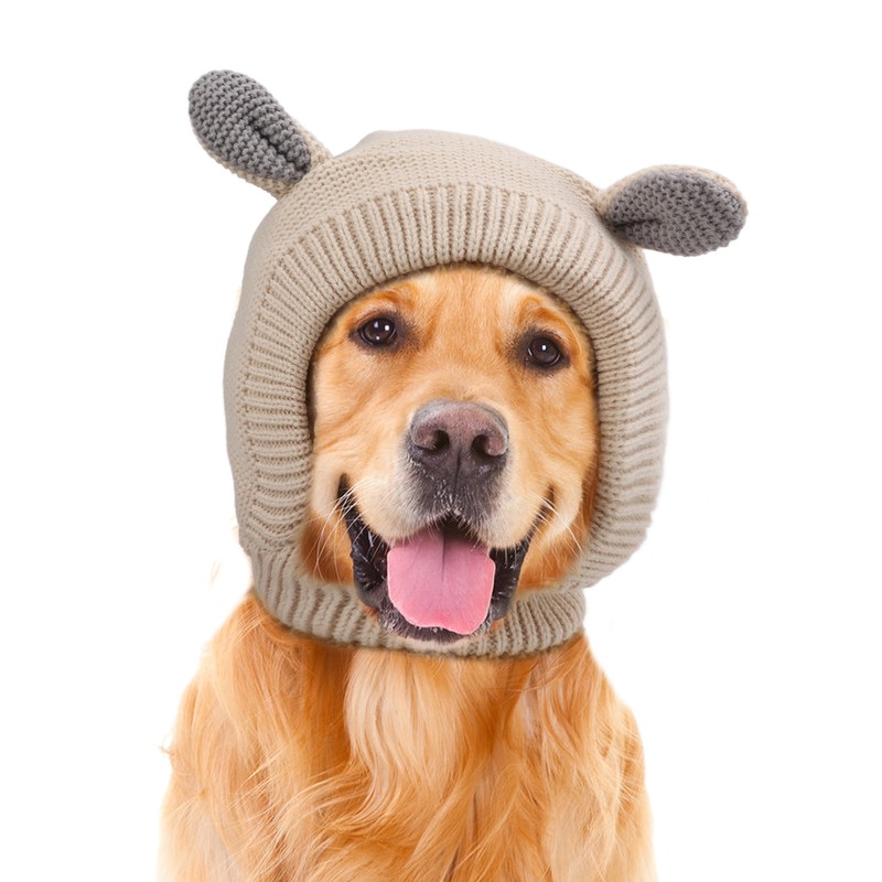 Knitted Rabbits Ear Pet Hat Noise Protection Warm Dog Grooming