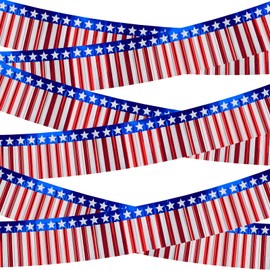 79Ft 4th of July Decorations Patriotic Foil Fringe Garland Tinsel Streamers American Flag Stripes and Stars Tinsel for Independence Day Parade Floats Memorial Day Patriotic Party