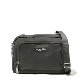 Baggallini Triple Zip with RFID Front Wallet - 8'x6' Crossbody Bag for Women Convertible Fanny Pack Belt Bag Water-Resistant