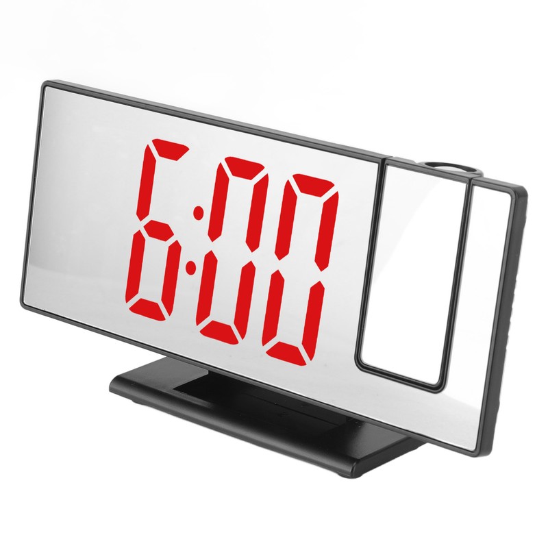 Projection Digital Alarm Clock USB Charging Automatic Dimming LED Mirror