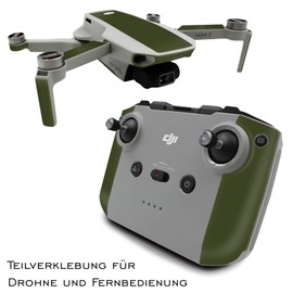 Finest Folia Screen Protector Compatible with DJI Mini 2 Drone and Controller Sticker Set Perfect Fit Waterproof Skin Sticker Design Film (Partial Adhesion, K156-05 Military Green)
