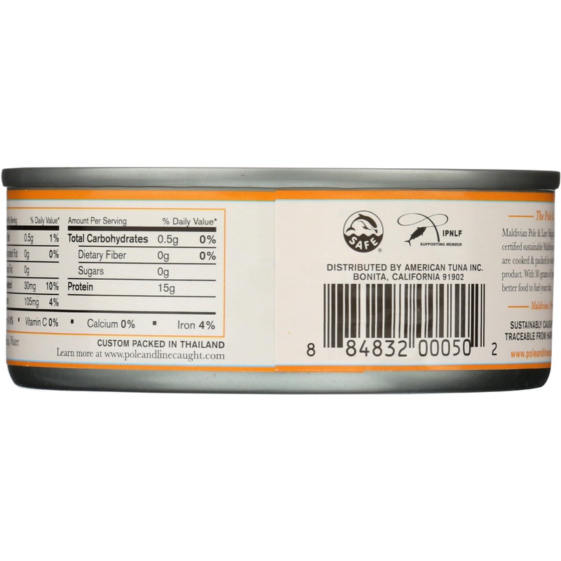 POLE AND LINE Skipjack Tuna in Water No Added Salt,