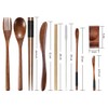 Wooden Utensil Flatware Set Reusable Utensils Travel Cutlery Set for