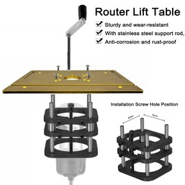 Base de Mesa de Enrutador, Elevador de Enrutador de 51mm con Placa Superior, Base de Elevación de Mesa de Enrutador de Carrera Máxima Manual de Aleación de Aluminio