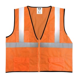 Safety Main Economy High Visibility All Mesh Vest, Orange, Medium, 10 Pack