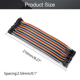 Fielect Dupont Jumper Wires Breadboard Jumper Wires Colorful Ribbon Cables 40pin 21cm Long Female to Female 1Pcs