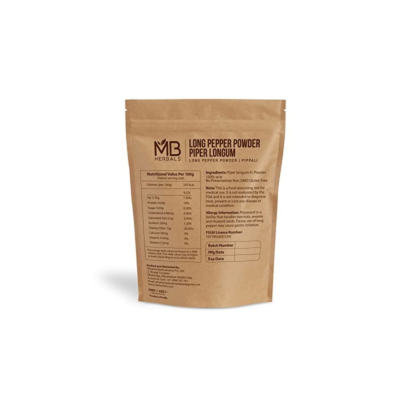 MB Herbals Long Pepper Powder 227g (Half Pound) | Piper