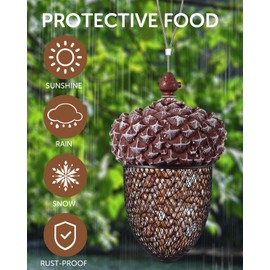 KALLAK Metal Acorn Hanging Bird Feeder Outdoor Decoration