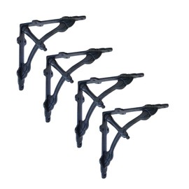 NACH Half Round Wall Mount Black Shelf Brackets w/Support Arm, Decorative Shelf Brackets for Wood Shelves, Small Shelf Brackets, Metal Brackets, 4.8x1.2x4.8 inch, 4 Floating Shelf Brackets, JS-90-065S