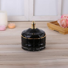 EVEREST GLOBAL 7 oz Glass Jewelry Jar Cube Facets Candy Storage Bowl with Lid Sugar Cans Kitchen Bathroom Gift