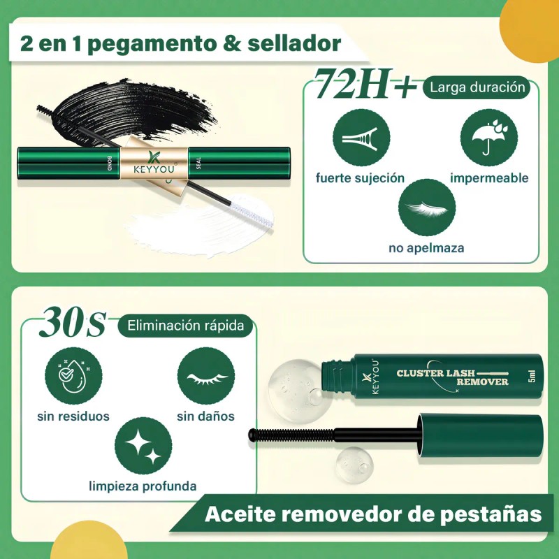 Extensiones De Pestañas Kit 144pcs Mixta Gruesa Chloe Laurel Espesor