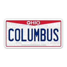 Squiddy Columbus Ohio State License Plate Style - Vinyl Sticker Decal for Phone, Laptop, Water Bottle (3.5" Wide)
