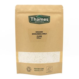 Organic Wholemeal Spelt Flour - of 100% Pure & Natural Flour - No Additives, No Preservatives - Vegan, Non-GMO, Certified Organic - Great for Baking, Cooking, and Sensitive Diets - Thames Organic 500g