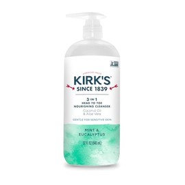 Kirk's- Limpiador nutritivo 3 en 1 de pies a cabeza: champú, gel de baño y baño de burbujas para hombres, mujeres y niños