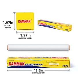 KAMMAK Plastic wrap with Slide Cutter 12 Inch X 300 Square Foot Roll (Pack of 2)