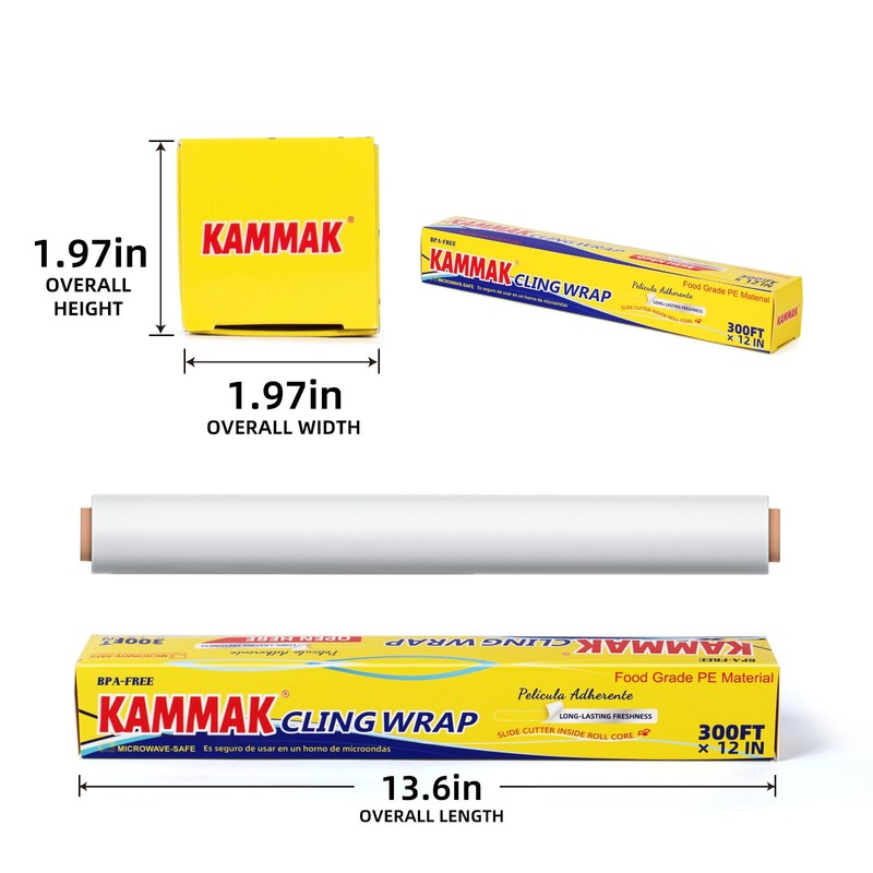 KAMMAK Plastic wrap with Slide Cutter 12 Inch X 300