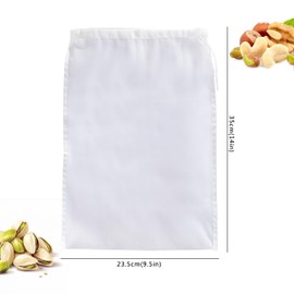3 Pack Reusable Nut Milk Bag, Food-Grade Nylon Cheese Cloth Bag for Straining, Strong Fine Mesh Strainer Bags with Drawstring for Nut Milk, Cold Brew Coffee, Greek Yogurt, Tea and Juice, 9.5"x14"