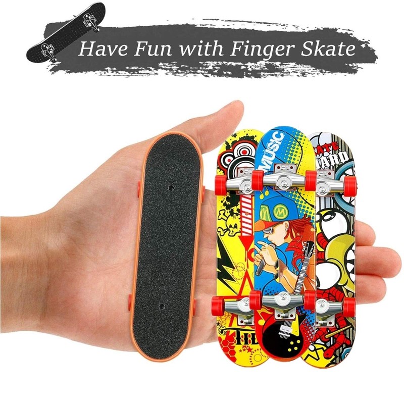 QINIFIFY Finger Skateboard, 5 Pieces Professional Mini Fingerboards Skatepark Toy