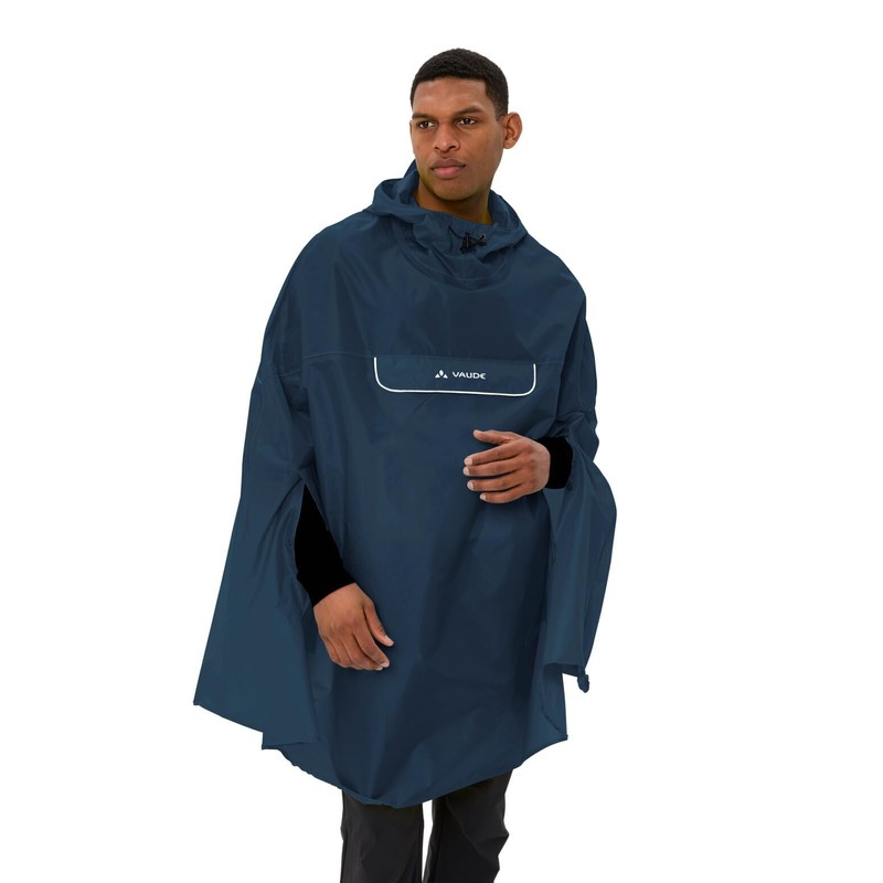 VAUDE Valdipino Poncho, impermeabile, in poliestere riciclato, antivento, riflettente, con