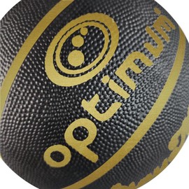 Optimum Play Maker Basketball - Quality Korean Rubber Balanced Weight - Great Flight and Accuracy - Suitable for Kids, Great for Hours of Basketball Game - Black/Gold - Size 7 with Pump