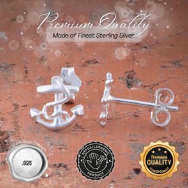 Sterling Silver Women Nautical Anchor & Ship Wheel Mismatch Stud Earrings - Nautical Gifts for Ladies Wife Mom