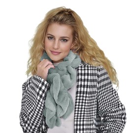Lina & Lily Elastic Ruffle Faux Fur Women's Winter Pull-through Scarf Neck Warmer (Mint Green)