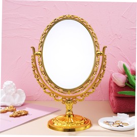 DOITOOL Vintage Mirror Make up Mirror on Stand Mirrors for Bedroom Tabletop Swivel Mirror Dresser Mirror Small Desk Mirror Rotating Mirror Vanity Table Mirror Oval Shape Makeup Mirror