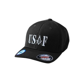 US Air Military Embroidered Masonic Flexfit Adult Cool & Dry Sport Hat (as1, Alpha, s, m, Black)